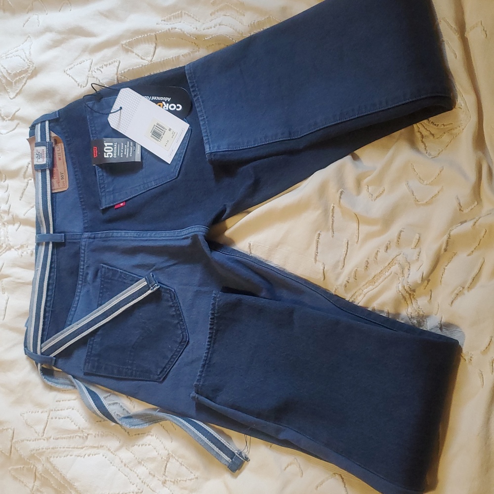 Levi's 501 Custom Taper Color Block Skate Jeans + White Oak Cone Selvedge Belt - Picture 15 of 16
